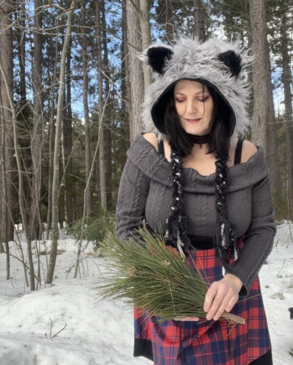 Wolfie Winter Hoodie with Pine