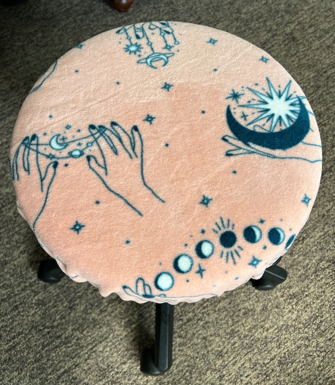 Psychic Moon and Stars Stool Cover Fleece